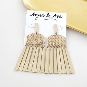 4/$25 Anna Ava Filigree Fringe Earrings Gold